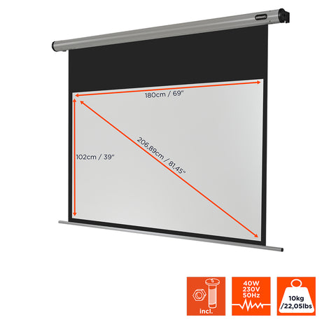 Celexon Leinwand Motor HomeCinema 180 Zoll - Detail Gehäuseseite mit Halterung