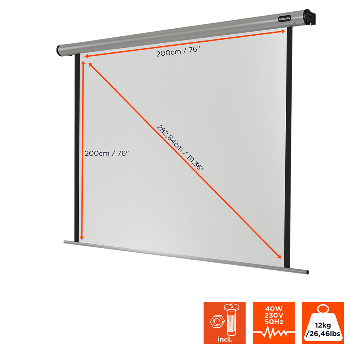 Celexon Leinwand Motor HomeCinema 200x200 - Fernbedienung mit Wandempfänger