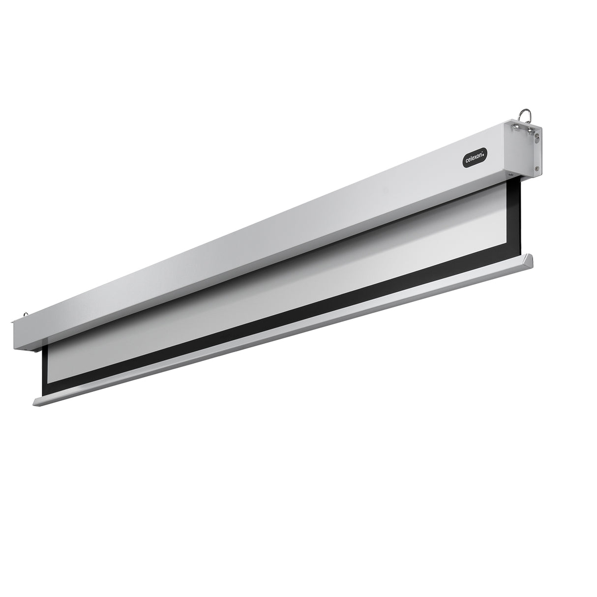 Celexon Leinwand Motor Professional Plus 280 Zoll - Schrägansicht Gehäuse