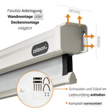 celexon Leinwand Rollo Professional 200x113 - Wand- und Deckenmontage mit Zubehör