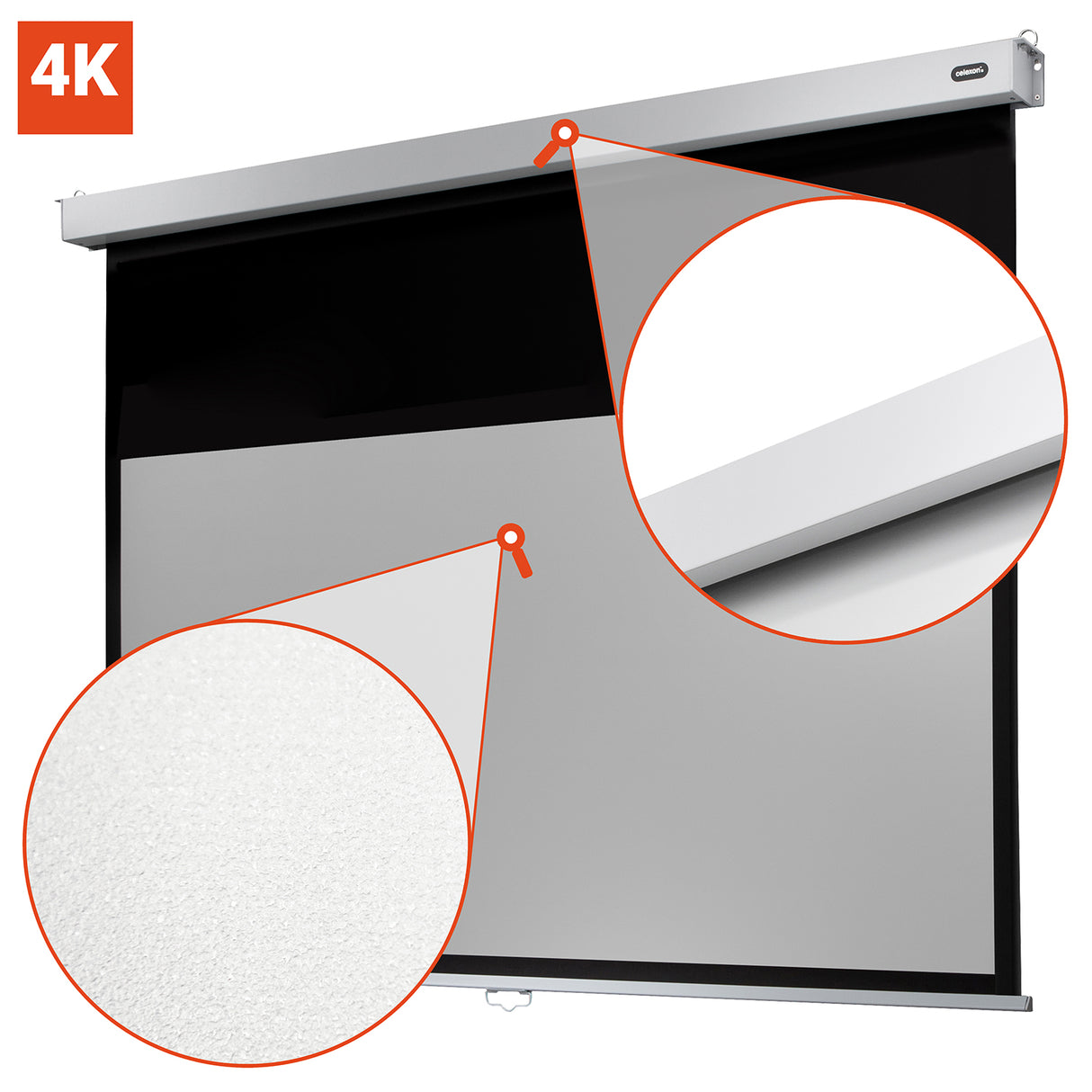 Celexon Leinwand Rollo Professional Plus 200 x 113 cm - Detail Tuchoberfläche Nahaufnahme