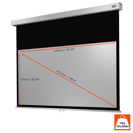 Celexon Leinwand Rollo Professional Plus 240 x 135 cm - Maßzeichnung mit Abmessungen