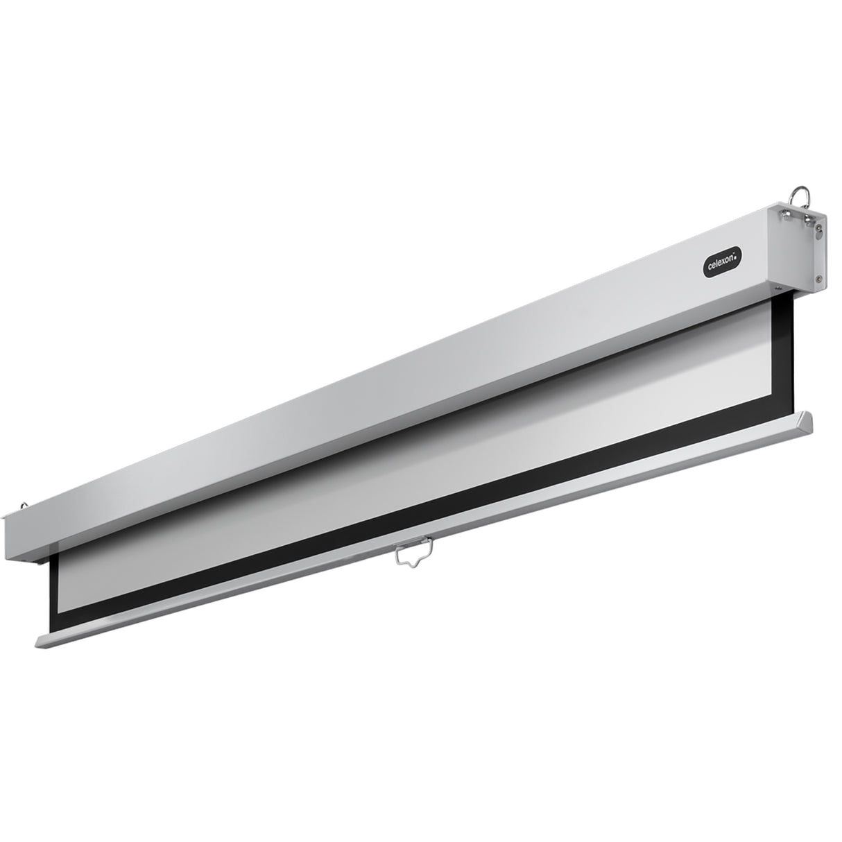 Celexon Leinwand Rollo Professional Plus 300 x 169 cm - Schrägansicht Gehäuse