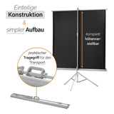 Celexon Stativleinwand Economy 219 x 123 cm - Detail Tragegriff und Höhenverstellung