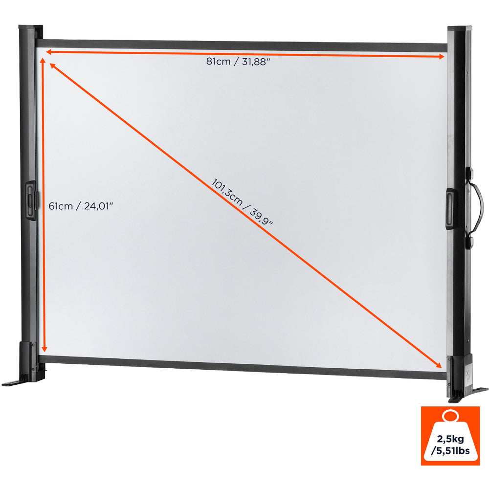 Celexon Tischleinwand Mobil Professional 81 x 61cm - Maßzeichnung mit Abmessungen