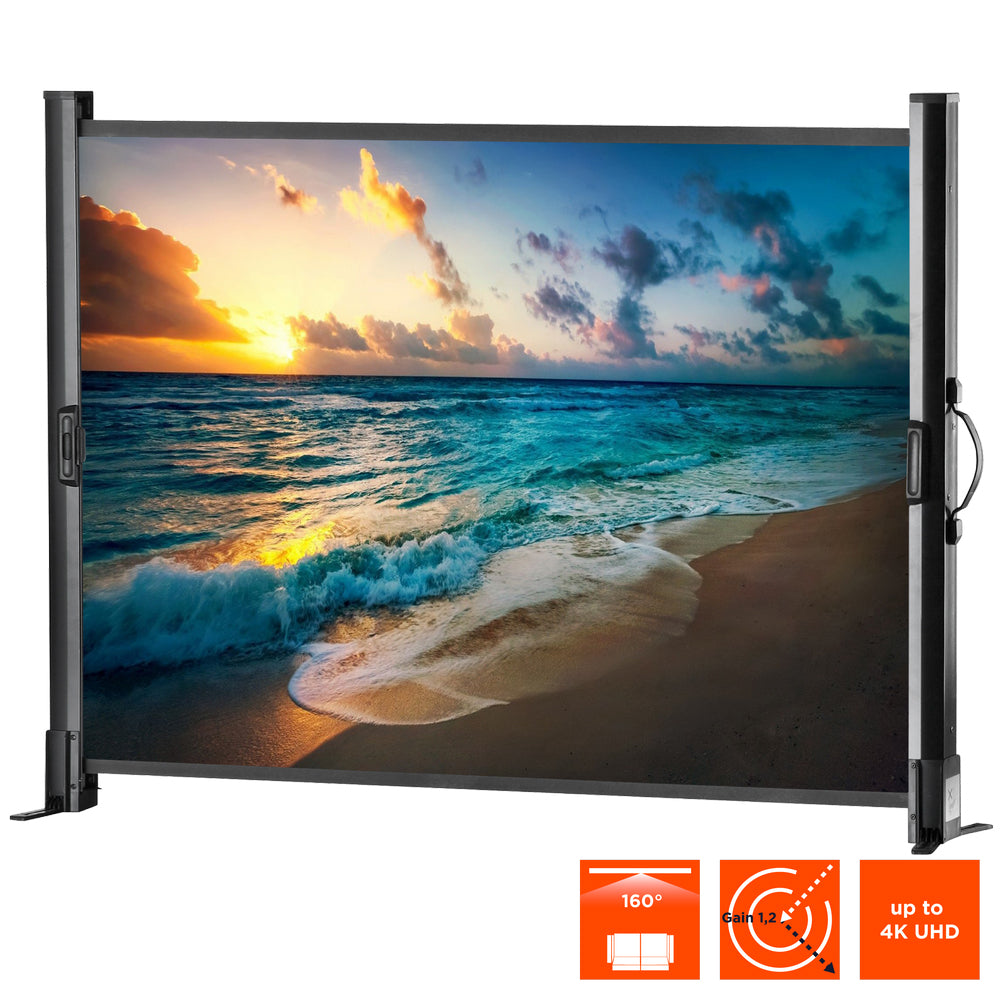Celexon Tischleinwand Professional 89 x 50cm - Wohnzimmer-Ambiente mit projiziertem Bild