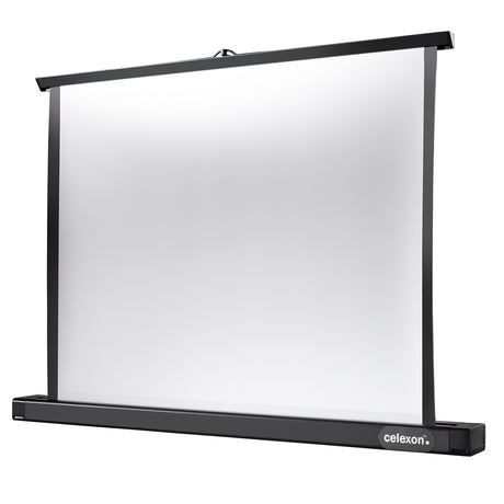 Celexon Tischleinwand Professional Mini Screen 66 x 37cm - Schrägansicht aufgestellt