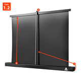 Celexon Tischleinwand Professional 89 x 50cm - Detail Aufrollmechanismus mit Gain-Angabe