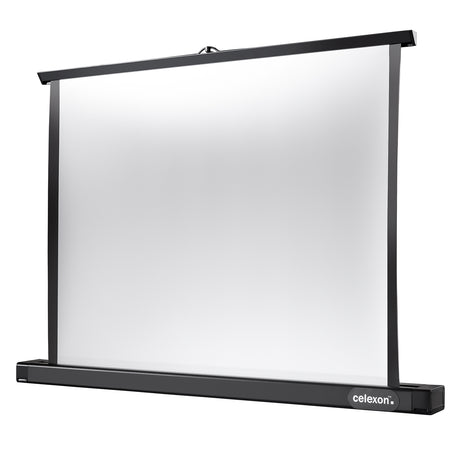 Celexon Tischleinwand Professional Mini Screen 61 x 46cm - Schrägansicht aufgestellt
