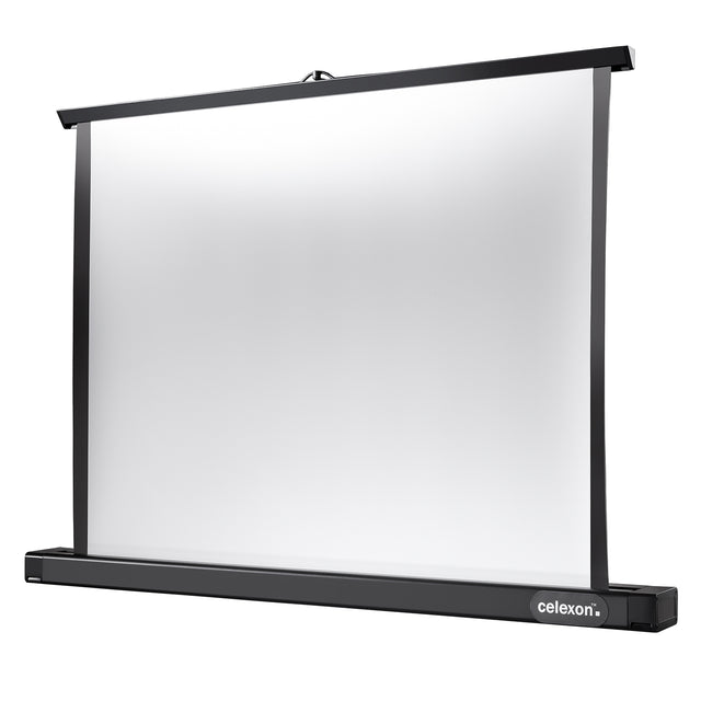 Celexon Tischleinwand Professional Mini Screen 61 x 46cm - Schrägansicht aufgestellt