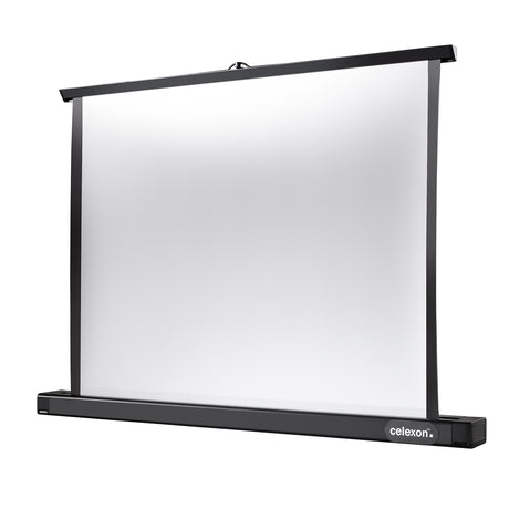 Celexon Tischleinwand Professional Mini Screen 81 x 61cm - Schrägansicht aufgestellt