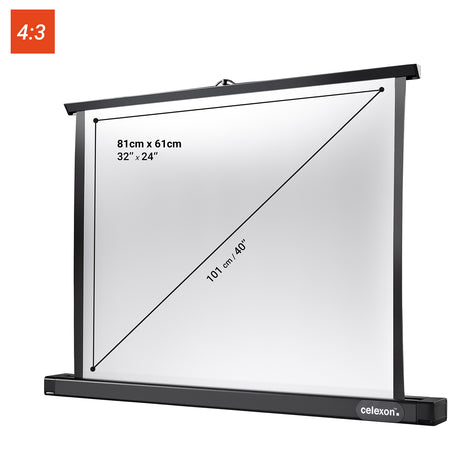 Celexon Tischleinwand Professional Mini Screen 81 x 61cm - Maßzeichnung mit Abmessungen