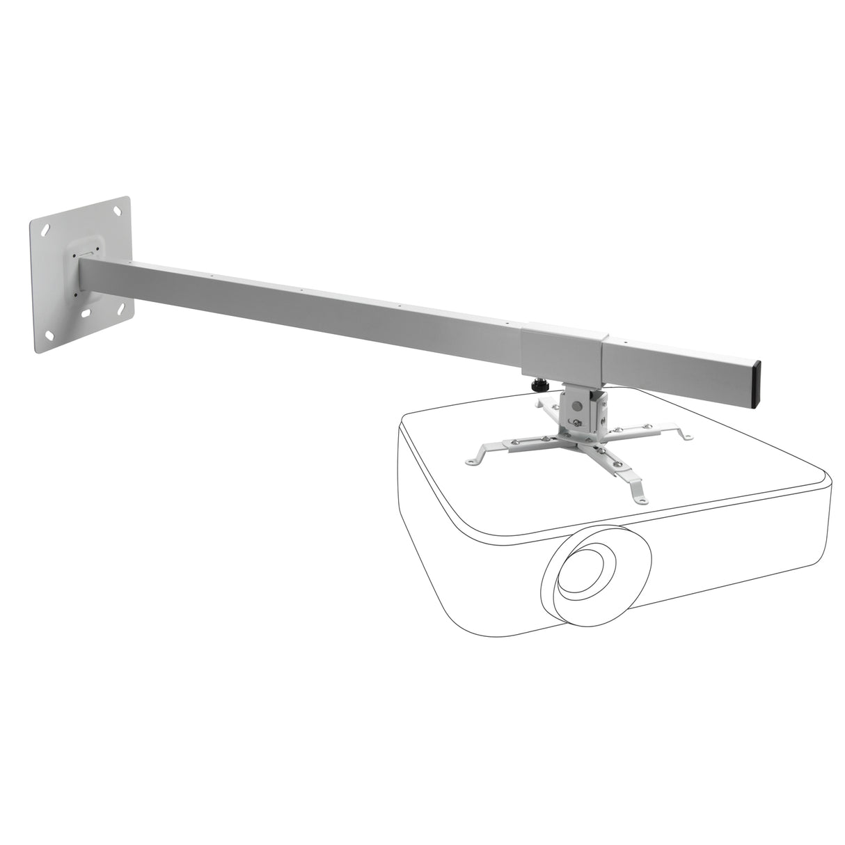 Celexon Wandhalterung Multicel WM1000 100cm - Ansicht mit Beamer-Silhouette
