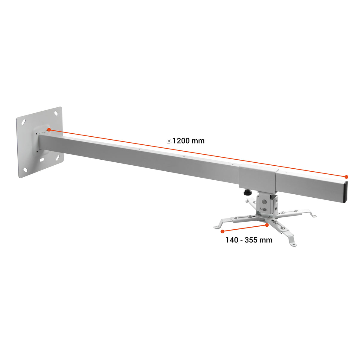 Celexon Wandhalterung Multicel WM1200 120cm - Maßzeichnung Auszugslänge