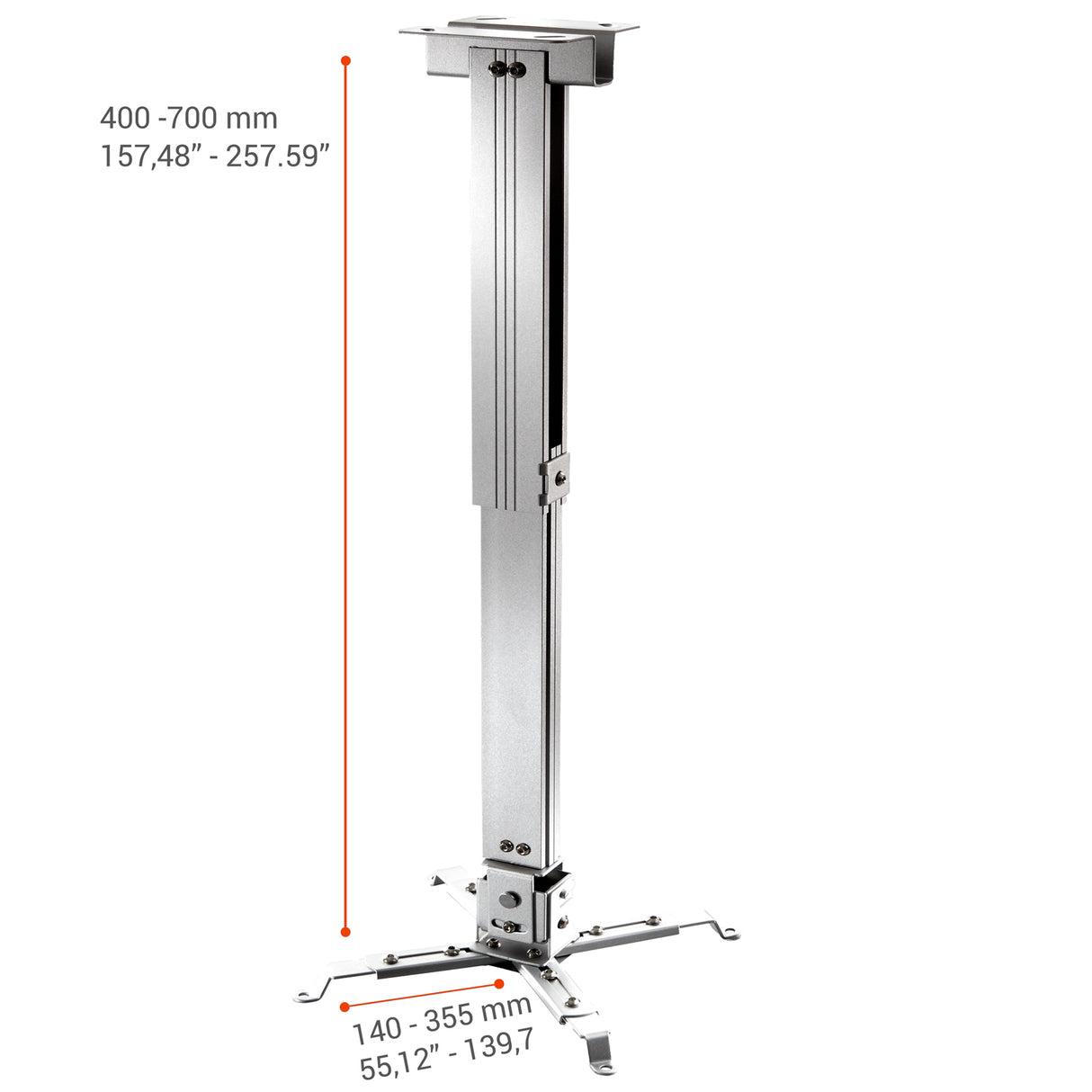 celexon Beamerhalterung MultiCel4070S - Maßzeichnung mit Abmessungen