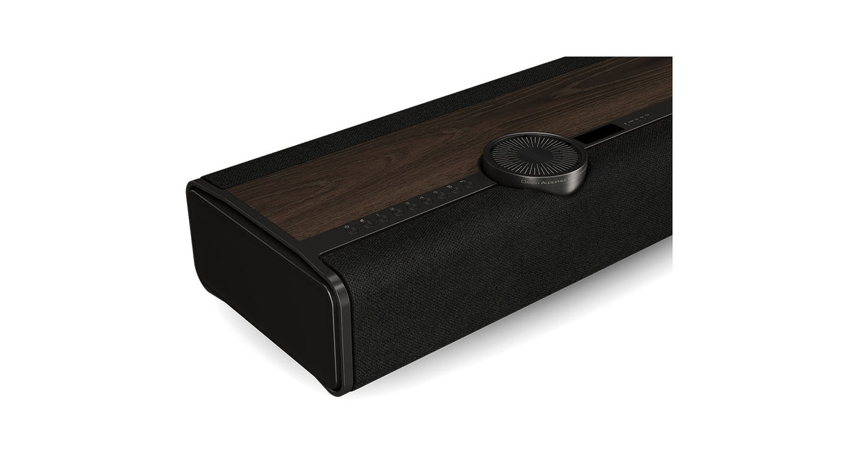 Dali Vega Eiche Dunkel Soundbar - Detail Drehregler Nahaufnahme