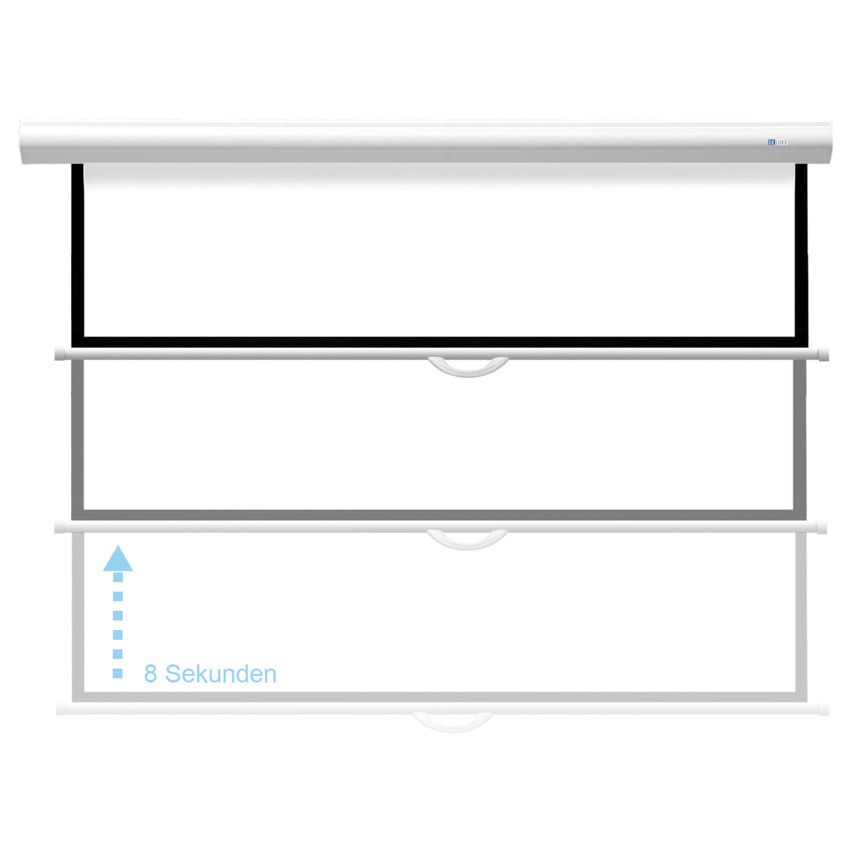 DELUXX Advanced Rolloleinwand Slowmotion 170x95cm - Slowmotion-Ablauf Grafik