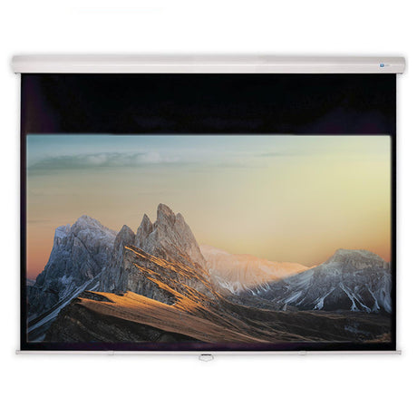 DELUXX Advanced Rolloleinwand Slowmotion 221x124cm - Frontansicht mit projiziertem Bild