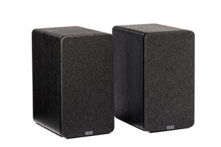 ELAC Debut Connex DCB41 Schwarz Aktivlautsprecher - Frontansicht Paar mit Stoffbezug