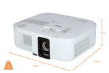Epson EH-TW6250 Beamer - Schrägansicht mit Abmessungen