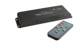 FeinTech VSW14100 HDMI 2.1 Switch 4x1 - Schrägansicht mit Fernbedienung