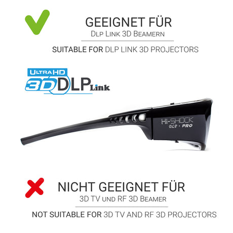 Hi-SHOCK Pro 7G Black Diamond DLP-Link 3D-Brille - Seitenansicht kompatible Beamer