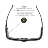 Hi-SHOCK Pro 7G Black Diamond DLP-Link 3D-Brille - Ansicht von oben mit Akku-Hinweis