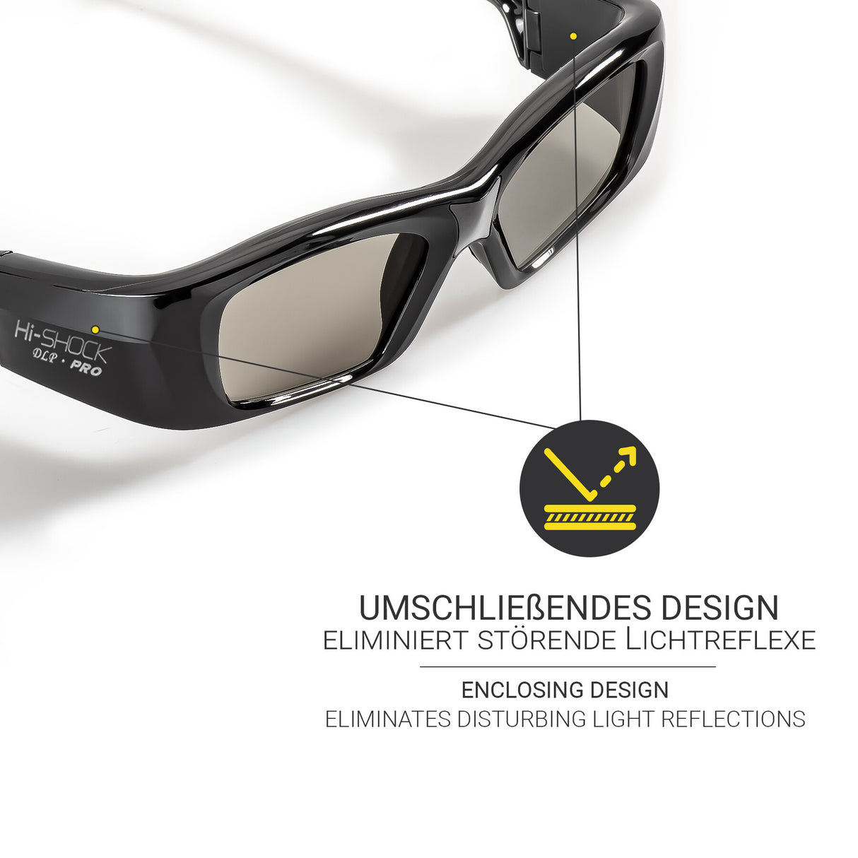 Hi-SHOCK Pro 7G Black Diamond DLP-Link 3D-Brille - Detail umschließendes Design