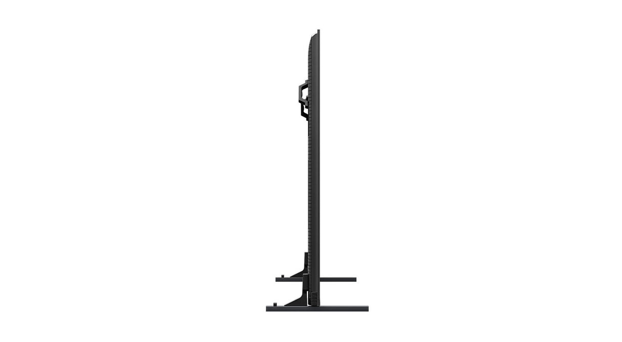 Hisense 85UR8DS RGB Mini LED Fernseher - Seitenansicht Nahaufnahme mit Standfuß