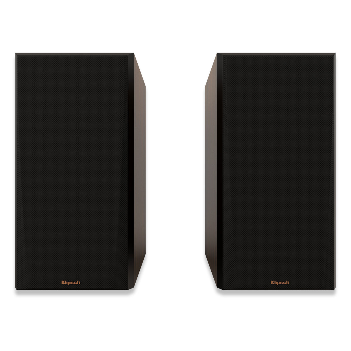 Klipsch Reference Premiere RP-500M II Walnuss - Frontansicht Paar mit Stoffabdeckung