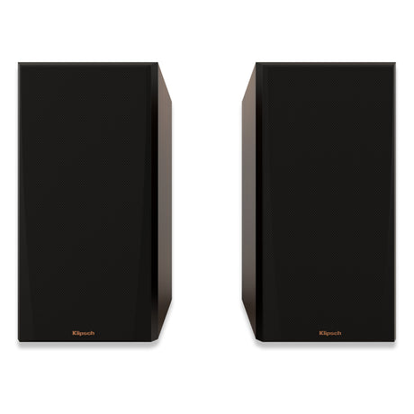 Klipsch Reference Premiere RP-500M II Walnuss - Frontansicht Paar mit Stoffabdeckung