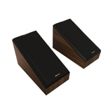 Klipsch Reference Premiere RP-500SA II Walnuss - Schrägansicht Paar mit Abdeckung
