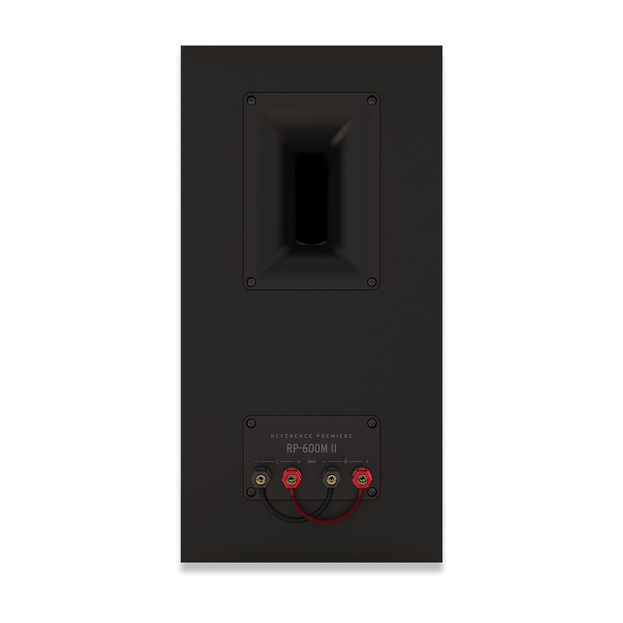 Klipsch RP-600M II Regallautsprecher Walnuss - Rückseite mit Anschlüssen Nahaufnahme