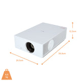LG CineBeam HU710PW 4K Laser Beamer - Maßzeichnung mit Abmessungen