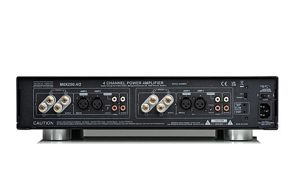 Musical Fidelity M6x 250.4 Silber 4-Kanal AV-Endstufe - Rückseite mit Anschlüssen