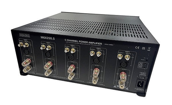 Musical Fidelity M6x 250.5 Silber 5-Kanal AV-Endstufe - Schrägansicht Rückseite