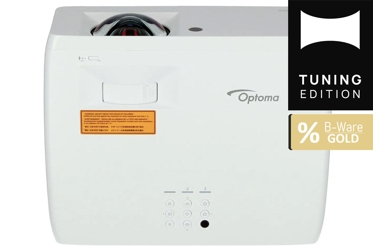 Optoma UHZ35ST 4K Beamer - Ansicht von oben mit Objektiv