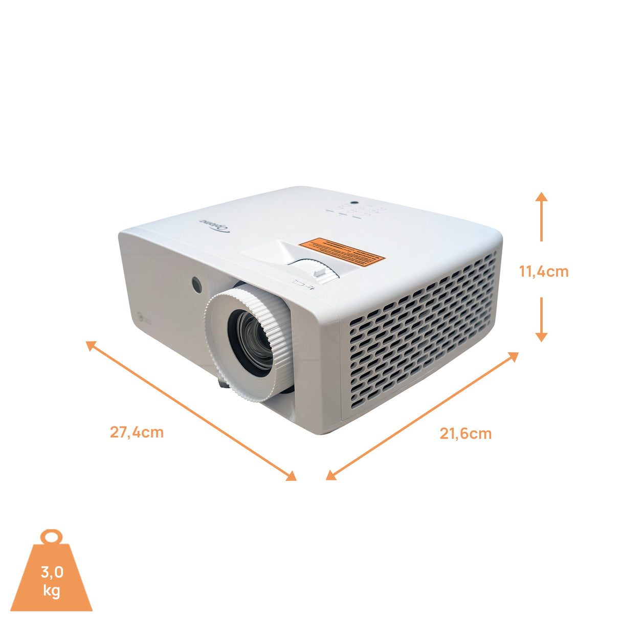 Optoma UHZ66 4K Beamer - Maßzeichnung mit Abmessungen