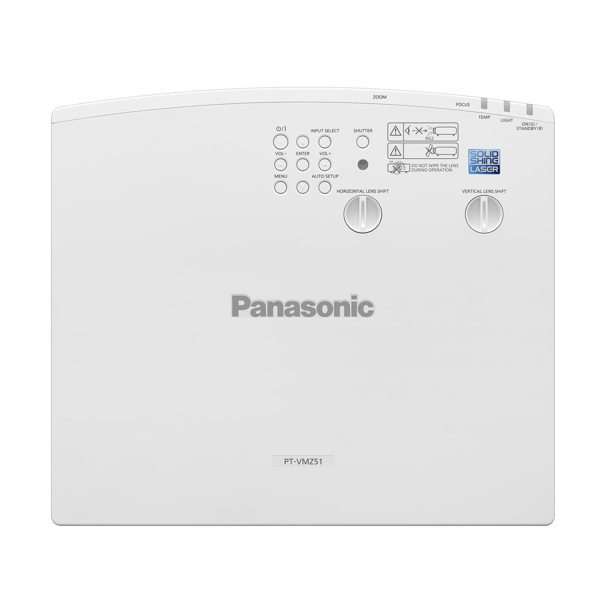 Panasonic PT-VMZ51 WUXGA Laser Golf Beamer - Ansicht von oben mit Bedienelementen
