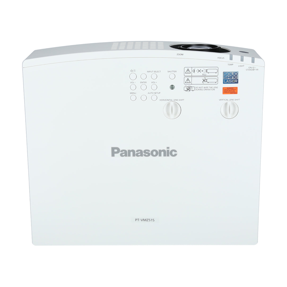 Panasonic PT-VMZ51S WUXGA Laser Golf Beamer - Ansicht von oben mit Bedienelementen