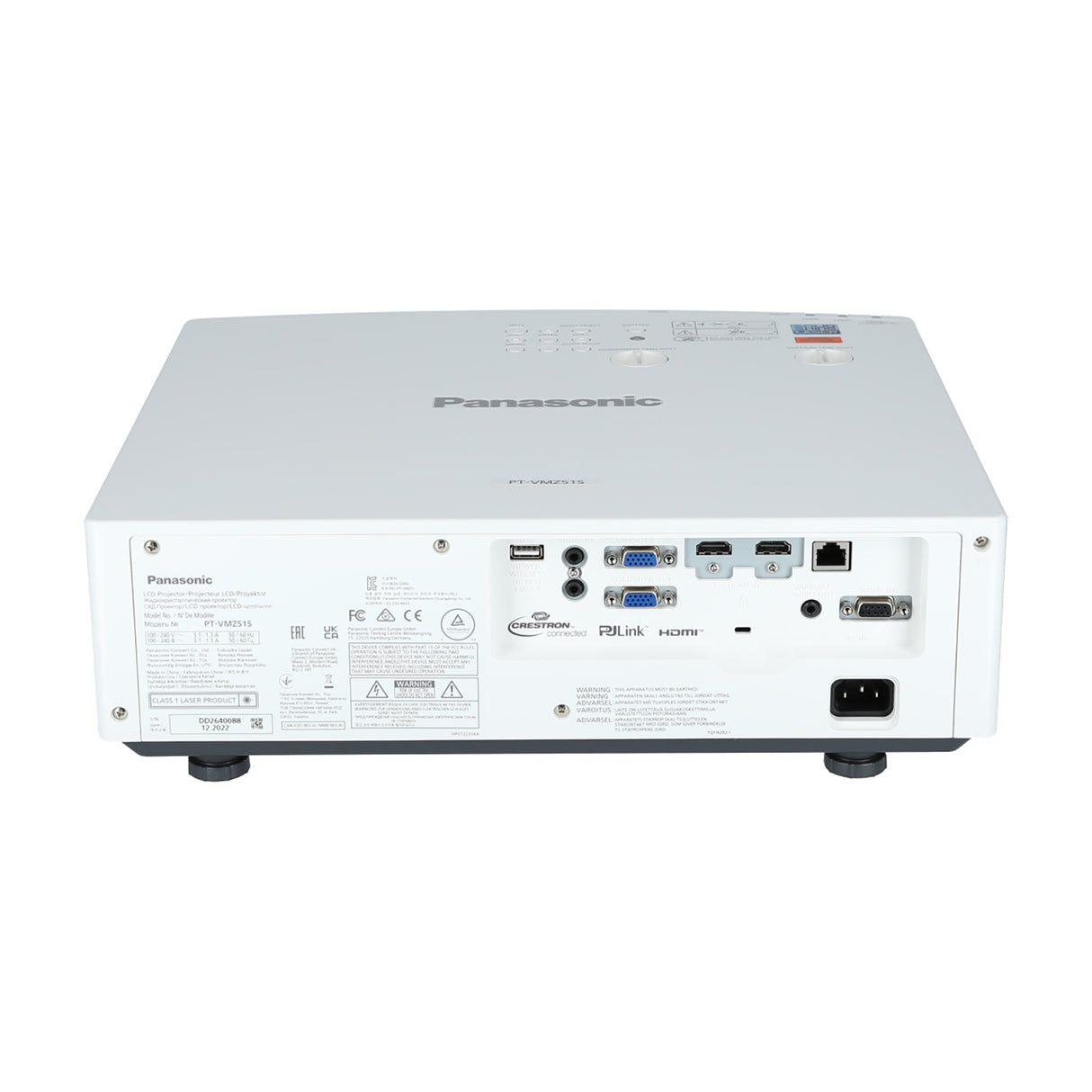 Panasonic PT-VMZ51S WUXGA Laser Golf Beamer - Rückseite mit Anschlüssen (HDMI, VGA, USB, LAN)