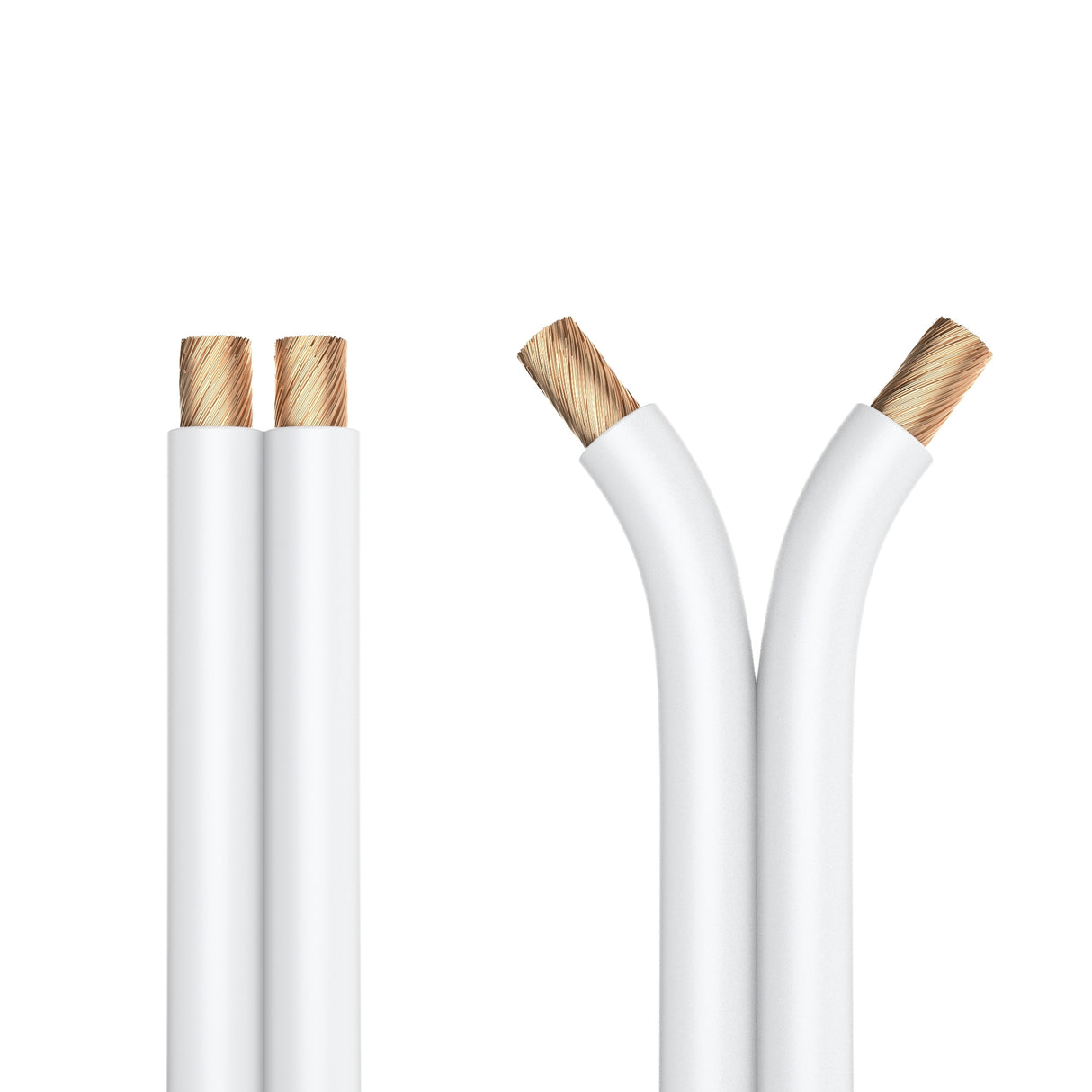 PureLink Lautsprecherkabel 2x1,50mm 50,0m weiß - Kabelenden gespreizt