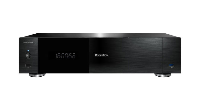 R_volution PlayerPro 8K TV Mediaplayer - Frontansicht mit Display