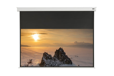 celexon Professional Akku Leinwand II 90 Zoll - Frontansicht mit projiziertem Bild