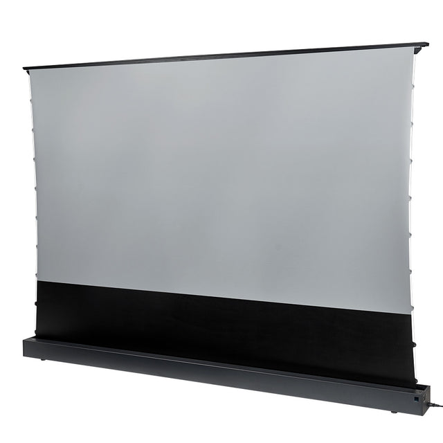 celexon CLR UST Kontrastleinwand II 120 Zoll schwarze Bodenleinwand - Schrägansicht ausgefahren