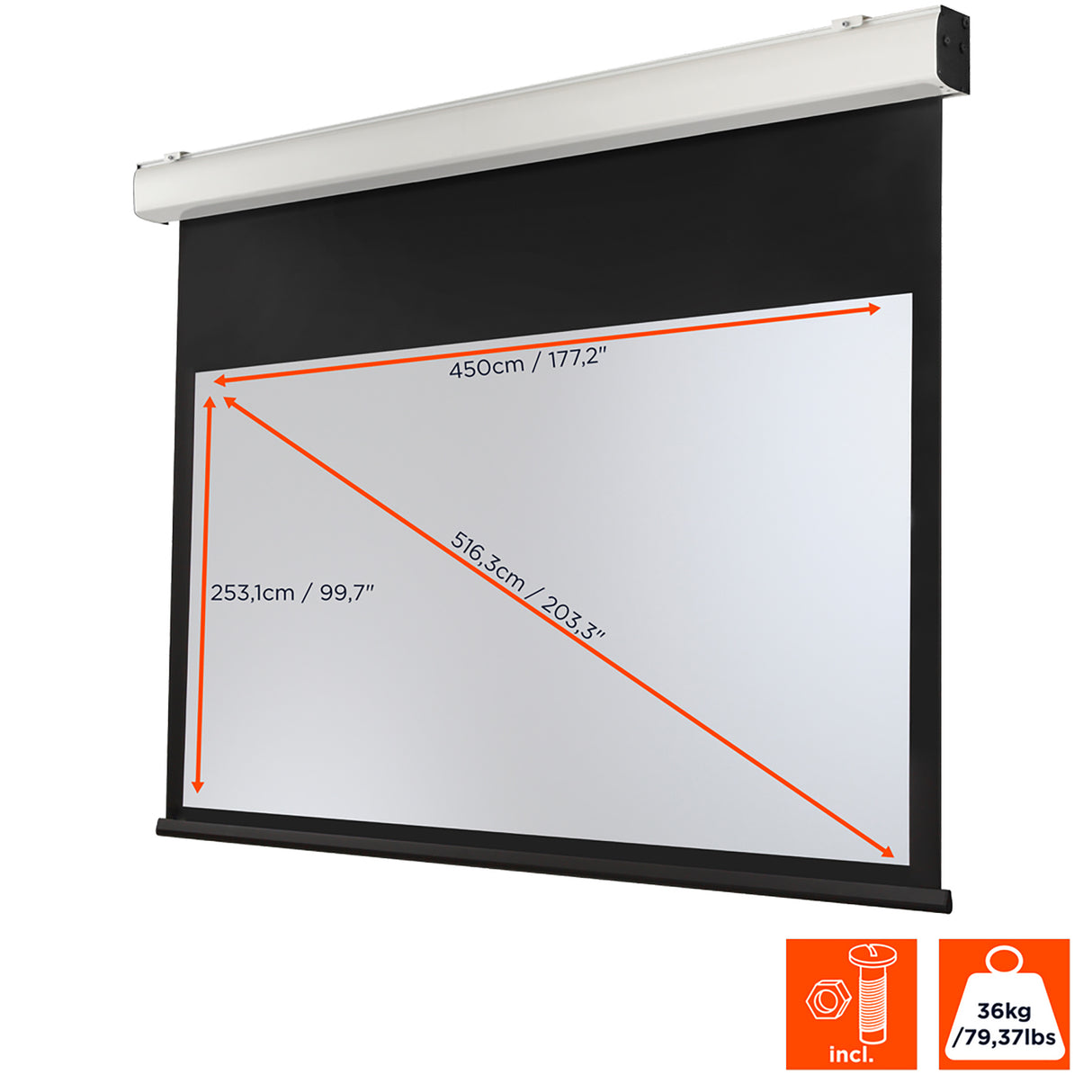 celexon Motor Expert XL 450 x 253cm Motorleinwand - Detail Gehäuse mit Anschlussdose