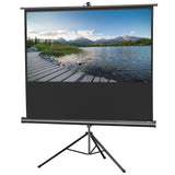 celexon Economy Mobile 110 Zoll Stativleinwand - Frontansicht mit projiziertem Bild