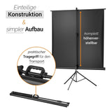 celexon Economy Mobile 110 Zoll Stativleinwand - Detail Tragegriff und Aufbau