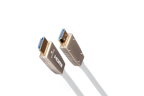 celexon UHD Fibre HDMI 30m Kabel 2.1 Weiss - Steckerdetail Schrägansicht