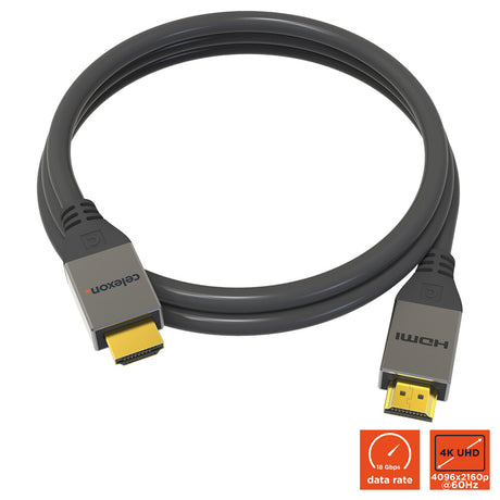 celexon aktives HDMI Kabel 4K 10,0m - aufgerolltes Kabel mit 4K-UHD-Kennzeichnung